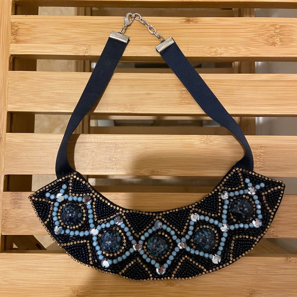 Beautiful bib necklace with stones.